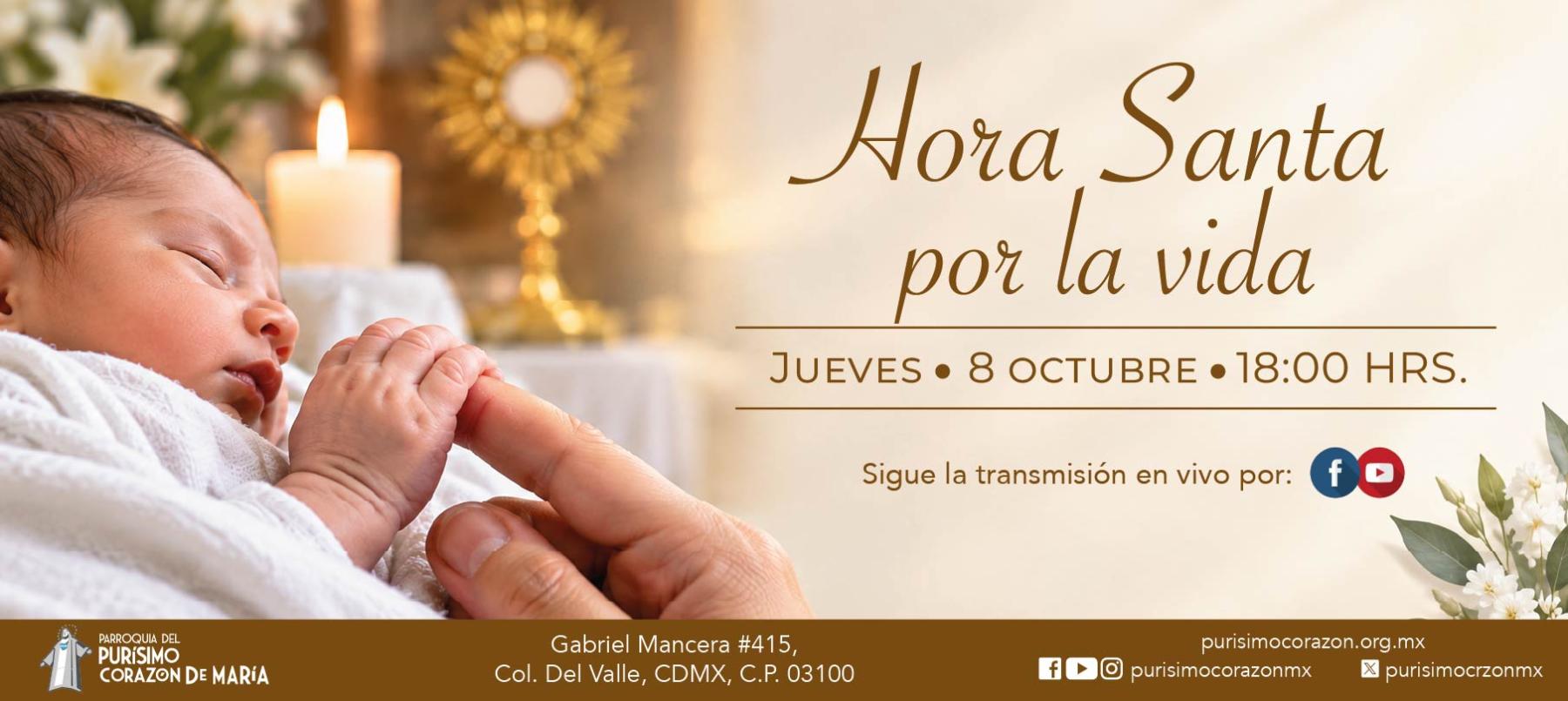 Hora Santa por la vida | 8 octubre 2026 Hora Santa por la vida | 8 octubre 2026